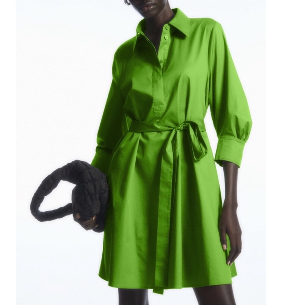 COS 3/4 Sleeve Green Shirt Dress | 2